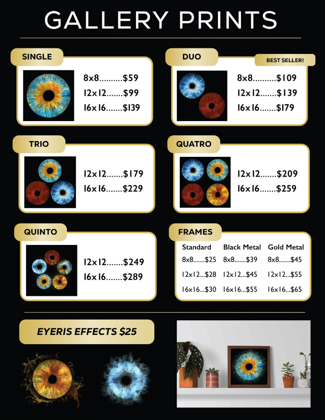 Eyeris gallery prints price sheet