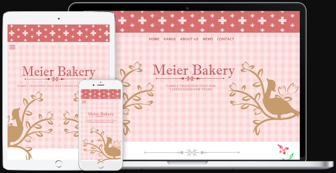 Meier Bakery homepage on three devices